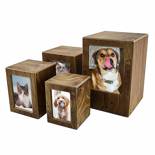 Large Natural Finish MDF Wood Photo Pet Cremation Urn