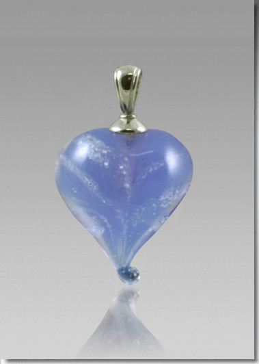 Lavender Heart Cremains Encased in Glass Cremation Jewelry Pendant