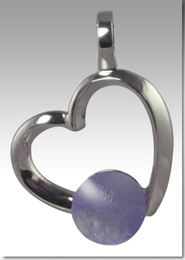 Lavender Rhythm Pearl Heart Cremains Encased in Glass Sterling Silver Cremation Jewelry Pendant