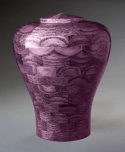 Large Lily Purple Wood Cremation Urn