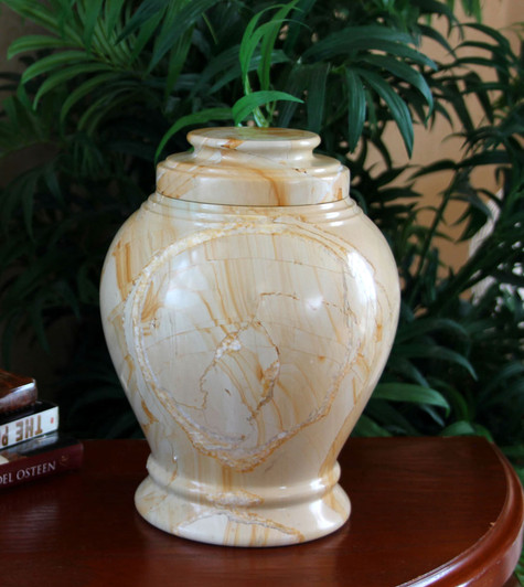 Love Teak Marble Cremation Urn