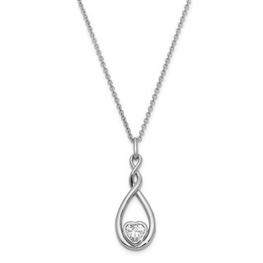 Love You Forever Sterling Silver CZ Memorial Jewelry Pendant