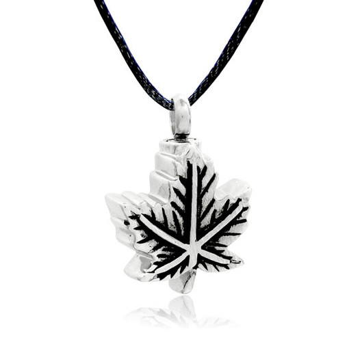 Maple Leaf Stainless Steel Cremation Jewelry Pendant Necklace