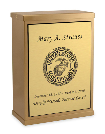 Marine Corps Bronze Overlap Top Niche Cremation Urn