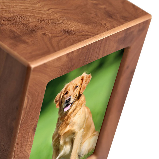 Medium Natural Finish MDF Wood Photo Pet Cremation Urn