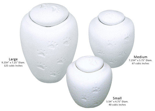 Medium White Sand Biodegradable Paw Prints in the Sand Pet Cremation Urn