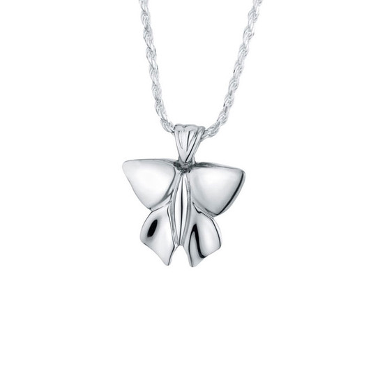 Modern Butterfly Sterling Silver Cremation Jewelry Pendant Necklace