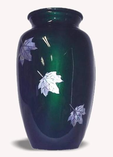 Mother Of Pearl Falling Leaves Cremation Urn