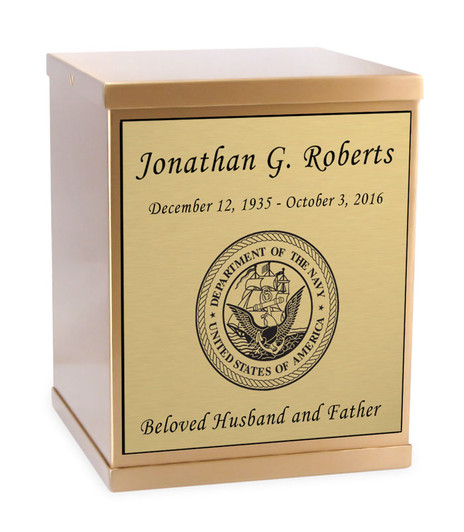 Navy Bronze Overlap Top Cremation Urn