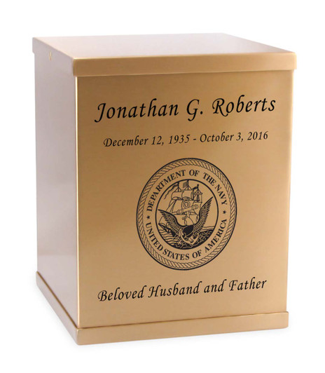 Navy Bronze Overlap Top Cremation Urn