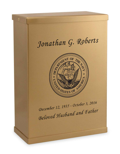 Navy Bronze Overlap Top Niche Cremation Urn