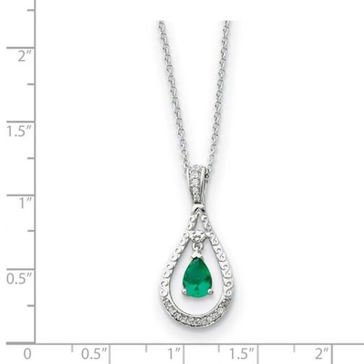 Never Forget Tear May CZ Birthstone Sterling Silver Memorial Jewelry Pendant