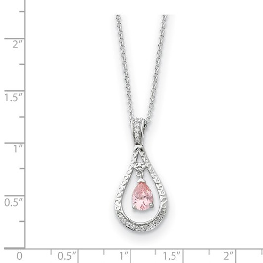 Never Forget Tear October CZ Birthstone Sterling Silver Memorial Jewelry Pendant