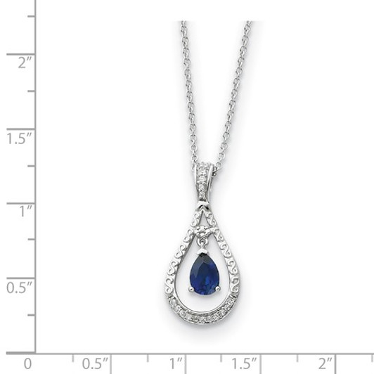 Never Forget Tear September CZ Birthstone Sterling Silver Memorial Jewelry Pendant