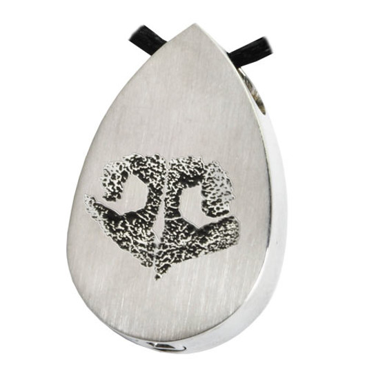 Noseprint and Name Teardrop Stainless Steel Memorial Pet Cremation Jewelry Pendant Necklace