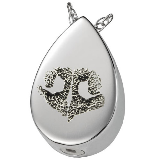 Noseprint and Name Teardrop Sterling Silver Memorial Pet Cremation Jewelry Pendant Necklace