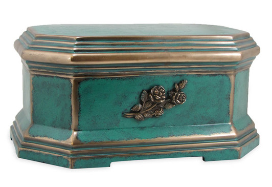 Octagon with Roses Cold Cast Bronze Finish Cremation Urn