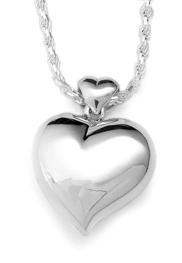 Offset Heart Sterling Silver Cremation Jewelry Pendant Necklace