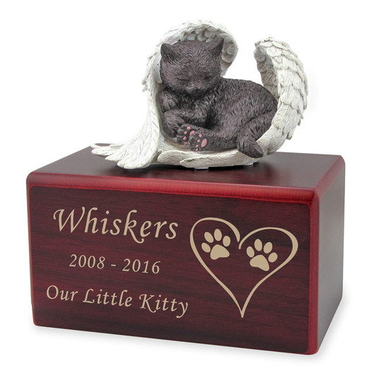 Hamilton Collection Dark Brown Cat Figurine Cherry Wood MDF Cremation Urn