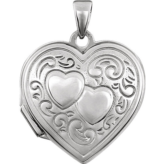 Oval Double Heart Sterling Silver Memorial Locket Jewelry Necklace