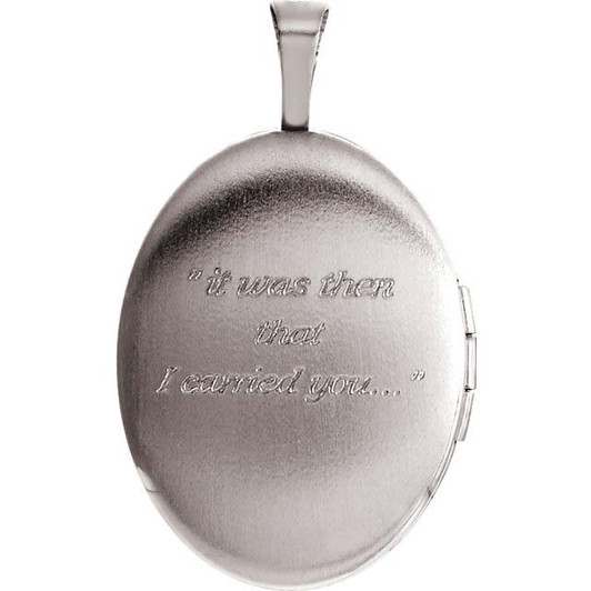 Oval Footprints in the Sand Sterling Silver Memorial Locket Jewelry Necklace