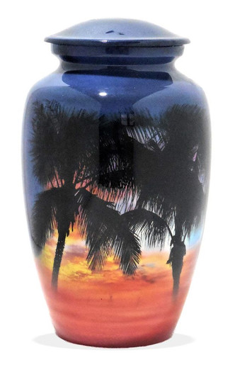 Palms At Sunset Picture Cremation Urn