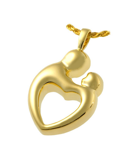 Parental Love Two Chamber Heart Cremation Jewelry-14k Gold Plated Sterling Silver