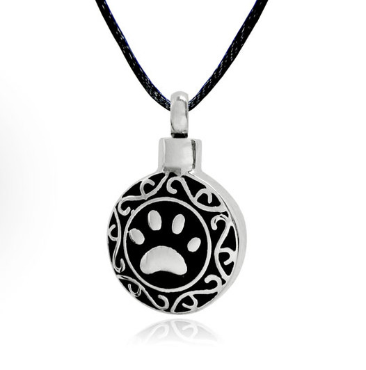 Paw Print Stainless Steel Cremation Jewelry Pendant Necklace