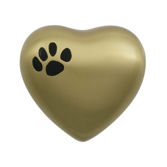 Keepsake Paw Prints Classic Heart Brass Pet Cremation Urn - Engravable