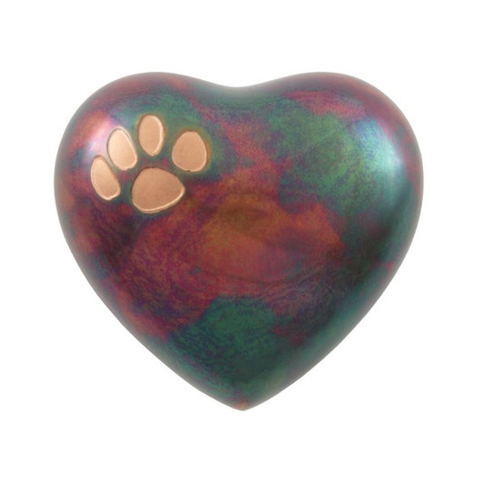 Keepsake Paw Prints Classic Heart Raku Pet Cremation Urn - Engravable