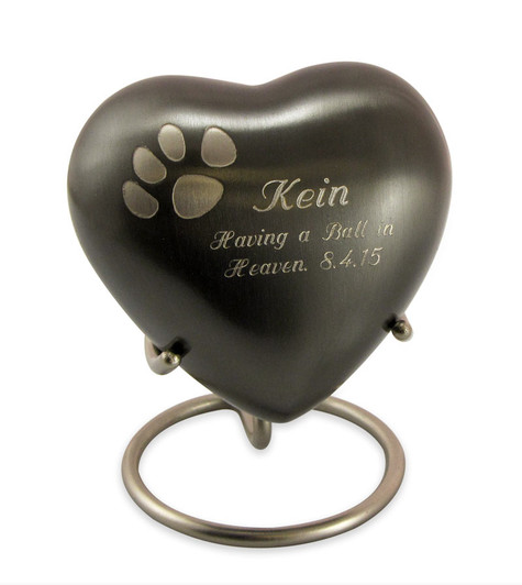 Keepsake Paw Prints Classic Heart Slate Pet Cremation Urn - Engravable
