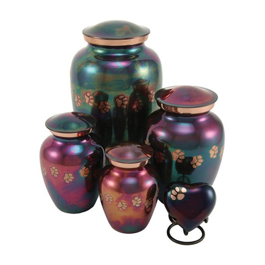 Large Paw Prints Classic Raku Pet Cremation Urn - Engravable