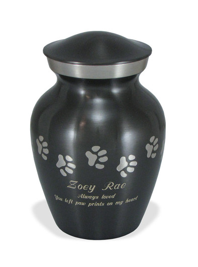 Small Paw Prints Classic Slate Pet Cremation Urn - Engravable