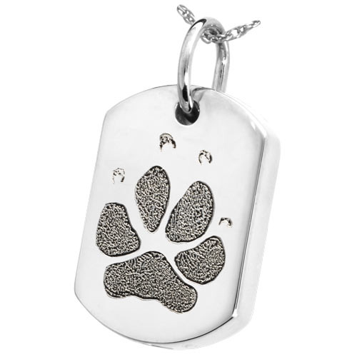 Dog Paw Sterling Silver Pet Cremation Jewelry Pendant Necklace