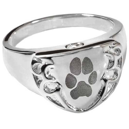 Shield Sterling Silver Memorial Pet Cremation Ring