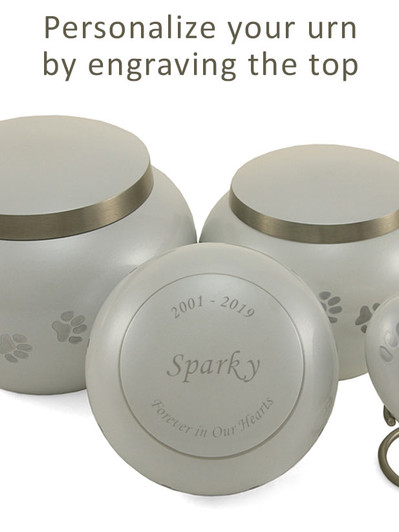 Extra Small Pearl   /  Pewter Odyssey Paw Print Pet Cremation Urn