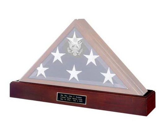 Pedestal Cremation Urn for a Flag Display Case with Dark Cherry Finish