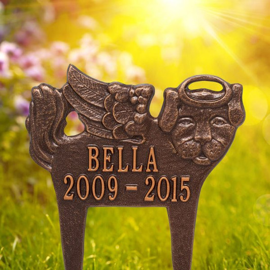 Personalized Angel Dog Pet Memorial Lawn and Garden Marker - 6 Colors