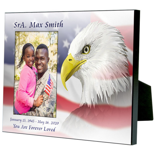 Personalized Eagle with Flag Memorial Photo Frame for 4x6 photo