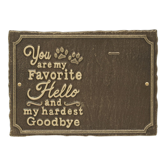 Personalized My Favorite Hello Pet Memorial Marker Wall Plaque - 9 Colors