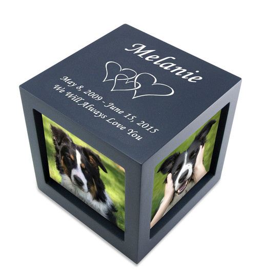 Small Navy Photo Cube Pet Cremation Urn