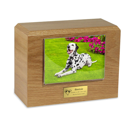 X-Large Photo Oak Wood Pet Urn