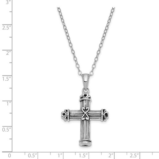 Pillar Cross Antiqued Sterling Silver Cremation Jewelry Necklace