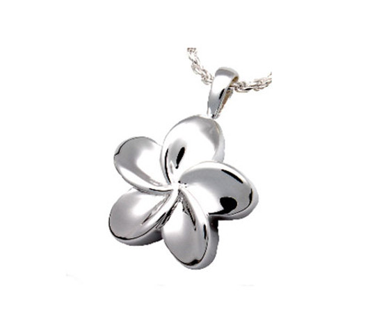 Plumeria Cremation Jewelry in Sterling Silver