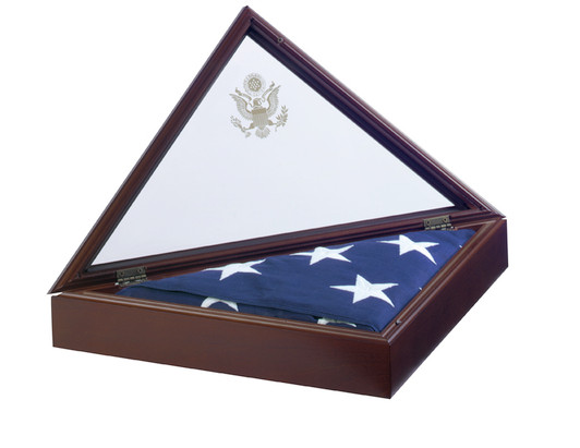 Presidential Flag Display Case with Optional Presidential Seal in Dark Cherry Finish