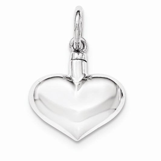 Puffy Heart Sterling Silver Cremation Jewelry Pendant