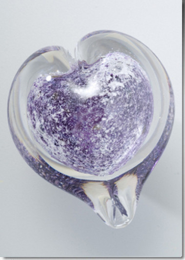 Large Purple Boundless Heart Cremains Encased in Glass Keepsake Cremation Urn