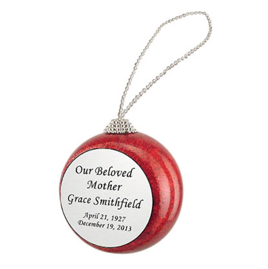 Red Glitter Memorial Holiday Tree Ornament