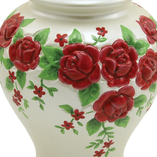 Red Roses Hand Painted Ceramic Cremation Urn