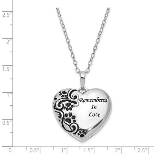 Remembered In Love Sterling Antiqued Silver Pet Memorial Jewelry Pendant